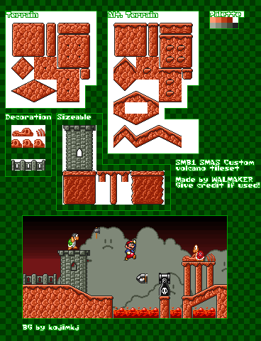 Mario Customs - Volcano Tileset (SMB1, SNES-Style)