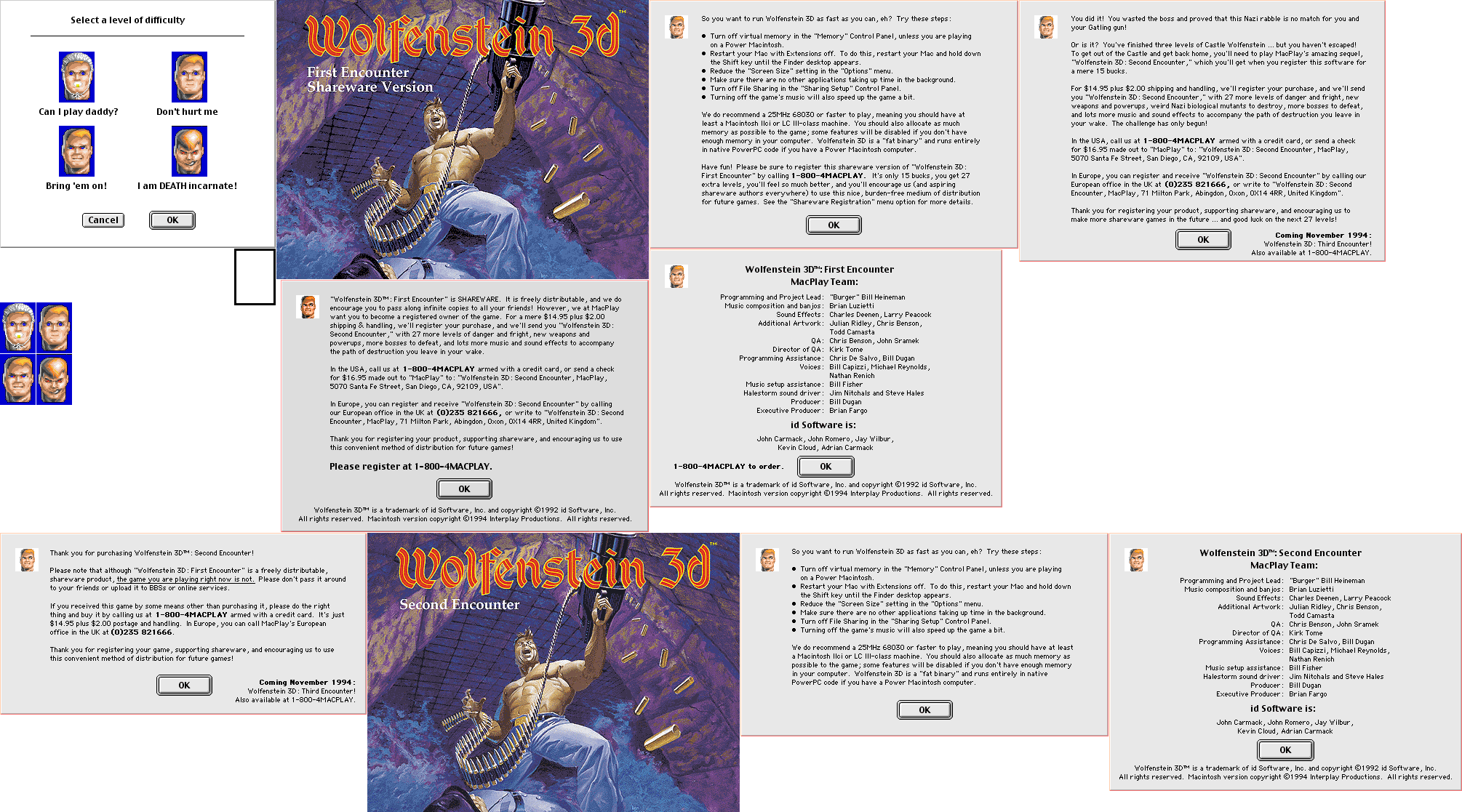 Wolfenstein 3D (Macintosh) - 1st/2nd Encounter UI