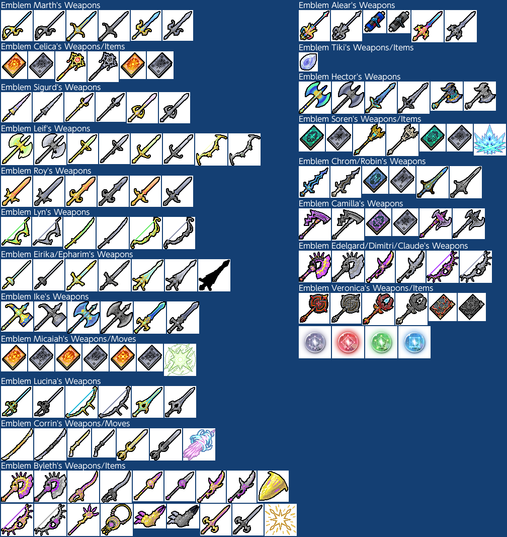 Weapon + Item Icons (Emblem Characters)