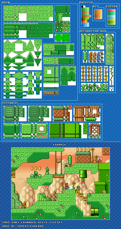 Mario Customs - Hills Expanded (SMB3 SNES-Style)