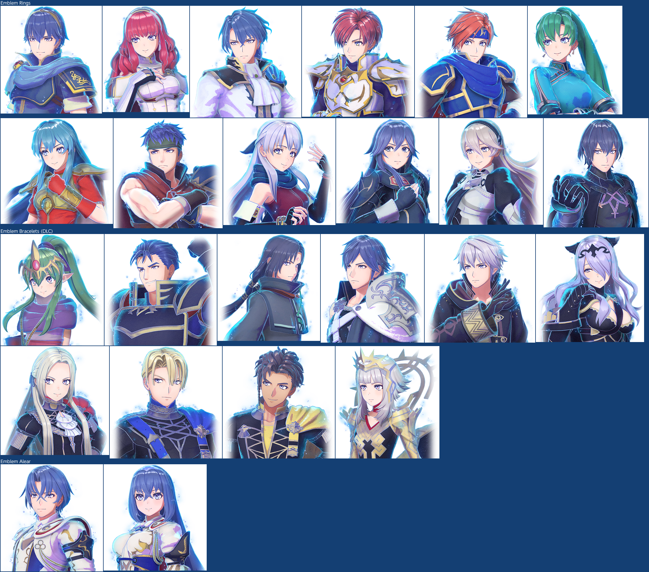 Fire Emblem Engage - Ring Reference - Emblem Character Pictures