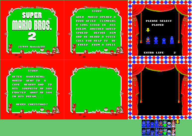 Super Mario Bros 2. - Christmas Edition (Hack) - Title Screen & Character Select