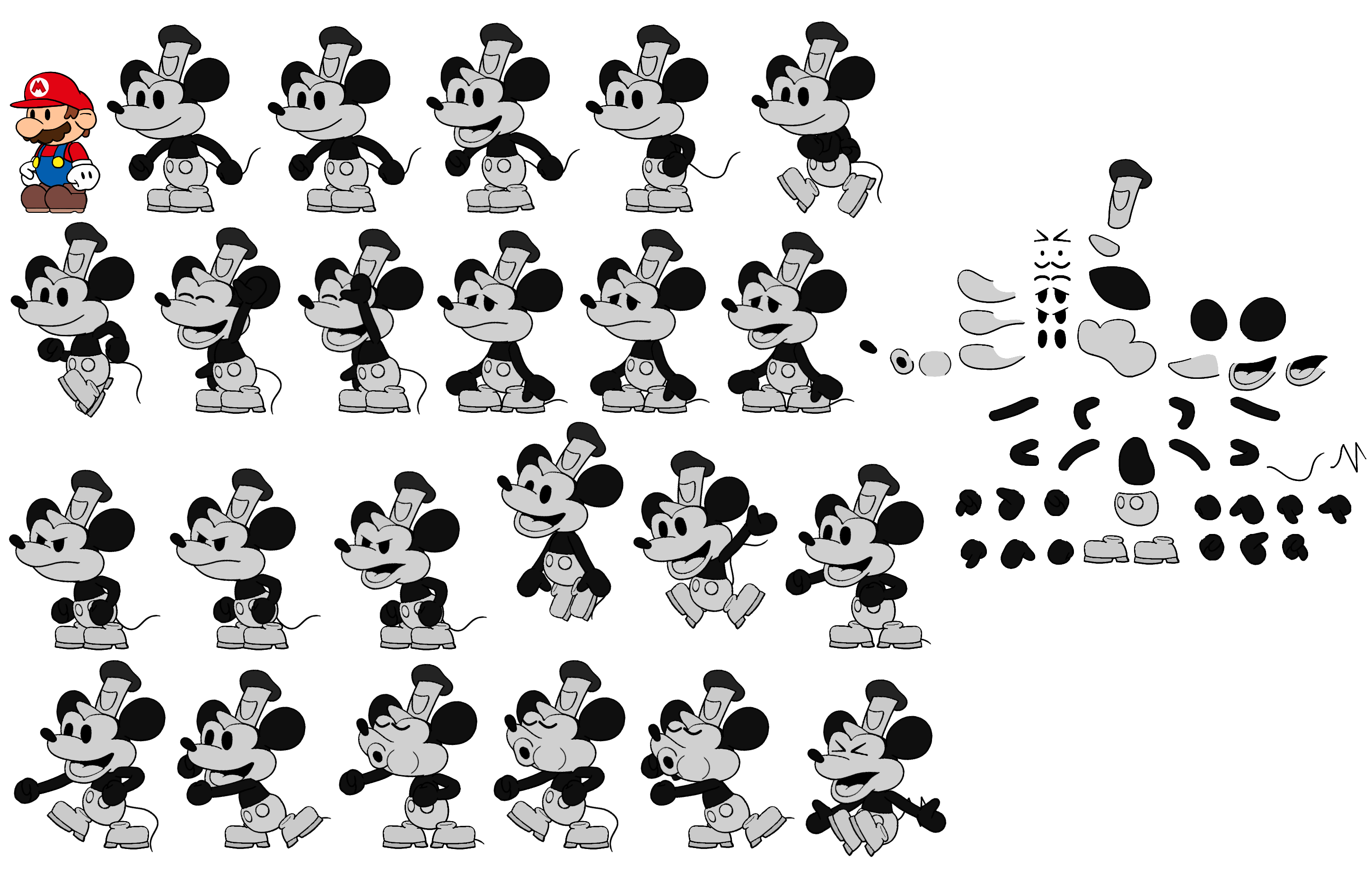 Disney / Pixar Customs - Mickey Mouse (Steamboat Willie, Paper Mario-Style)