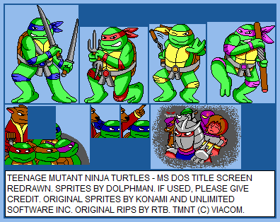 Teenage Mutant Ninja Turtles Customs - MS DOS Port Title Screen (Redrawn)