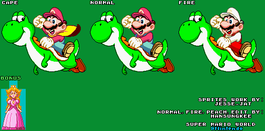 Mario Customs - Mario and Yoshi (Cover Art Pose, SNES-Style)
