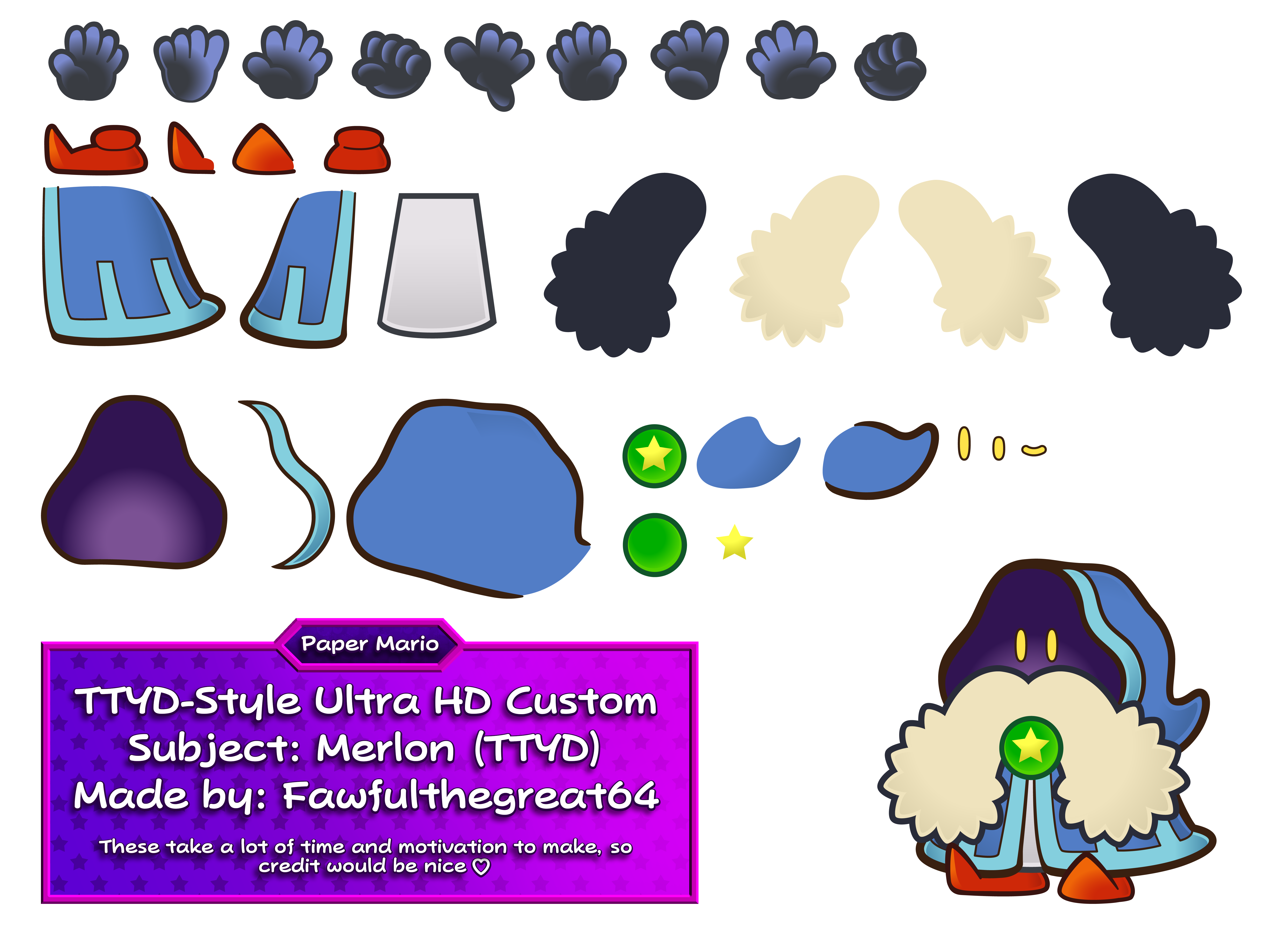 Paper Mario Customs - Merlon (TTYD Style, HD)