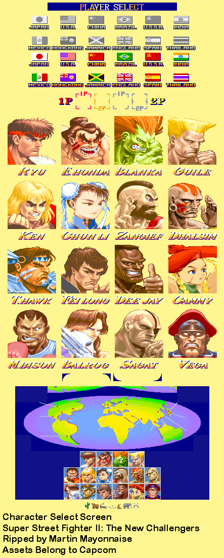 Street Fighter 2 / Super Street Fighter 2 - Character Select (The New Challengers)