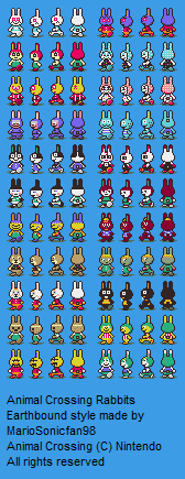 Animal Crossing Customs - Rabbit Villagers (Earthbound-Style)