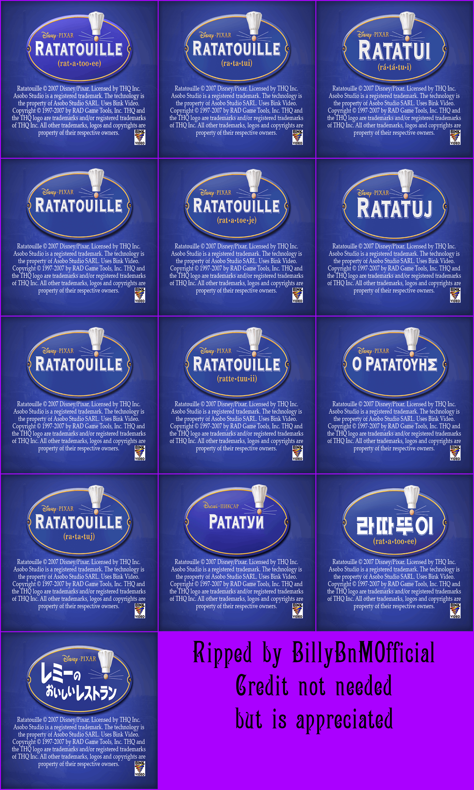 Ratatouille - Copyright Screen