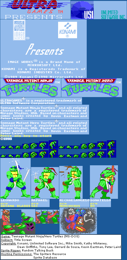 Teenage Mutant Ninja Turtles / Hero Turtles - Title Screen