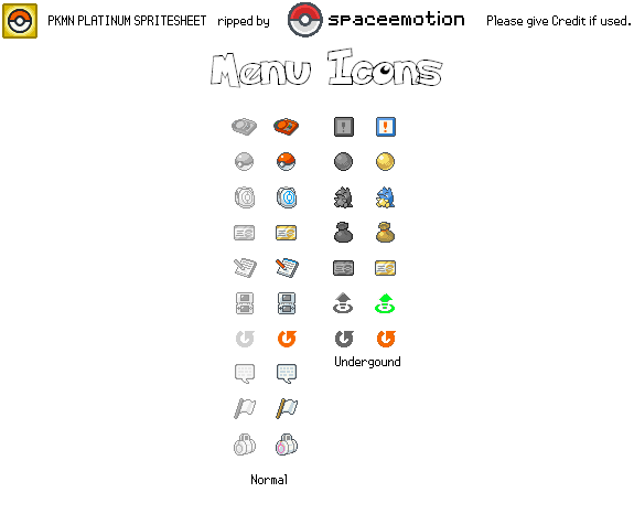 Pokémon Platinum - Menu Icons
