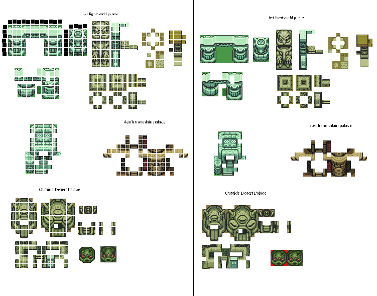 The Legend of Zelda: A Link to the Past - Light World Dungeon Exterior Tiles