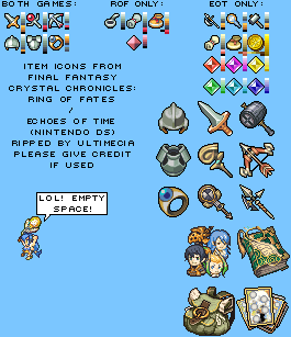 Final Fantasy Crystal Chronicles: Ring of Fates - Item Icons