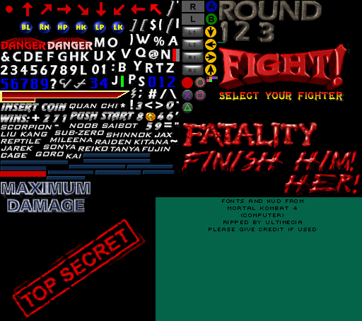 Mortal Kombat 4 - Fonts and HUD