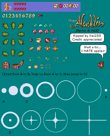 Aladdin - Items & HUD