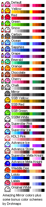 Kirby & the Amazing Mirror - Kirby Palettes