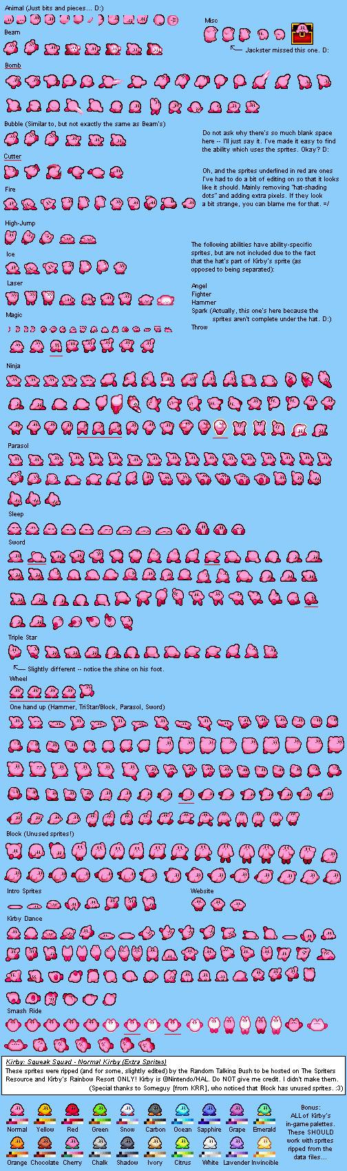 Kirby Squeak Squad / Kirby Mouse Attack - Kirby (Extra Sprites)