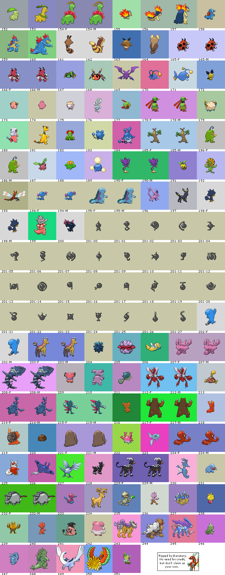 2nd Gen Pokemon (Back)
