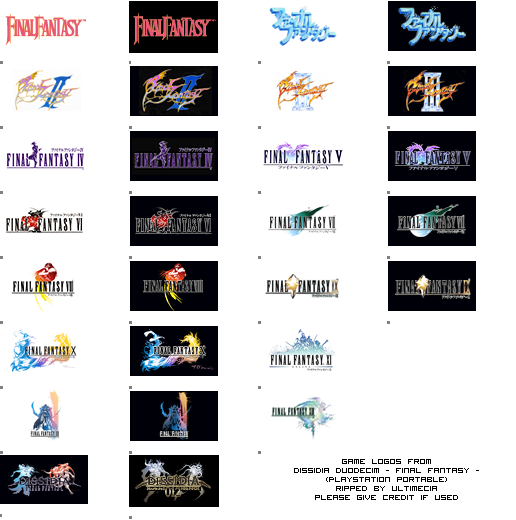 Dissidia 012 (Duodecim): Final Fantasy - Game Logos
