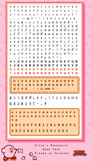 Kirby's Adventure - Fonts