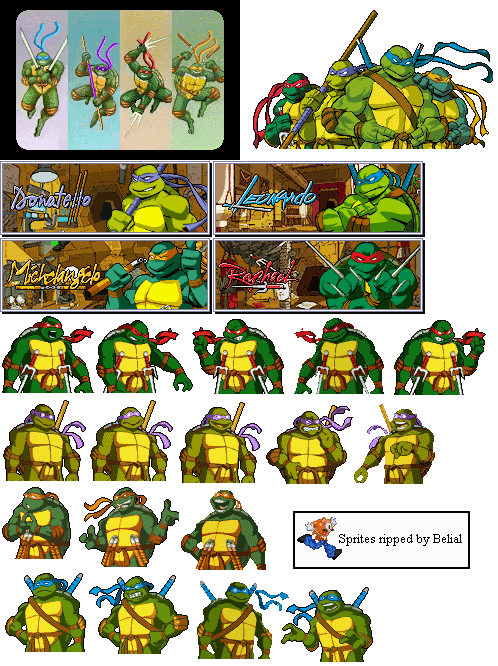 Teenage Mutant Ninja Turtles (Konami) - Turtles Portraits