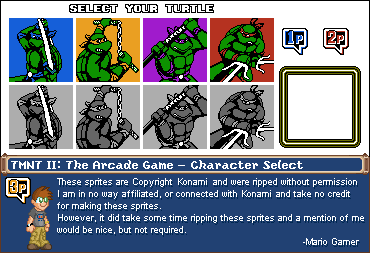 Teenage Mutant Ninja Turtles 2: The Arcade Game - Turtle Select