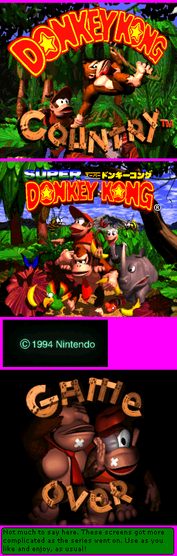 SNES - Donkey Kong Country - Title & Game Over Screens ...