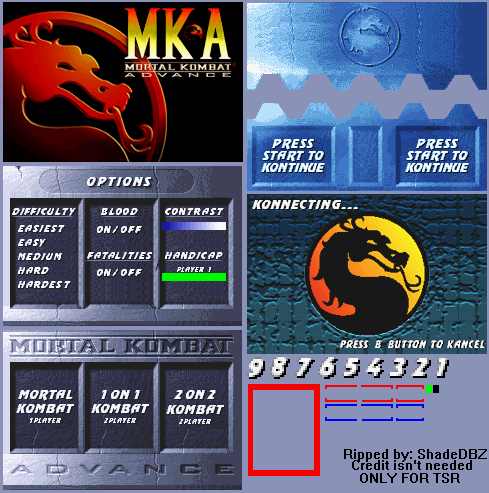 Mortal Kombat Advance - Menu Screens