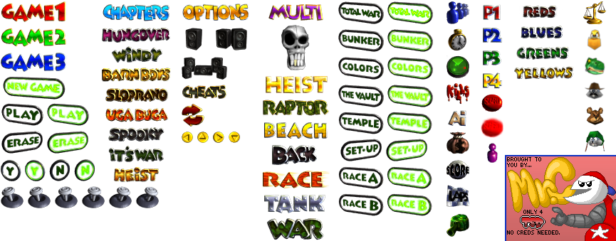 Conker's Bad Fur Day - Main Menu Text & Icons