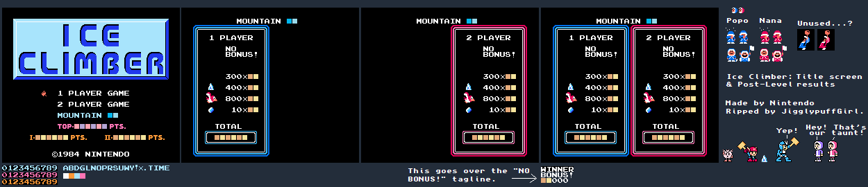 Title Screen and Post-Level Results