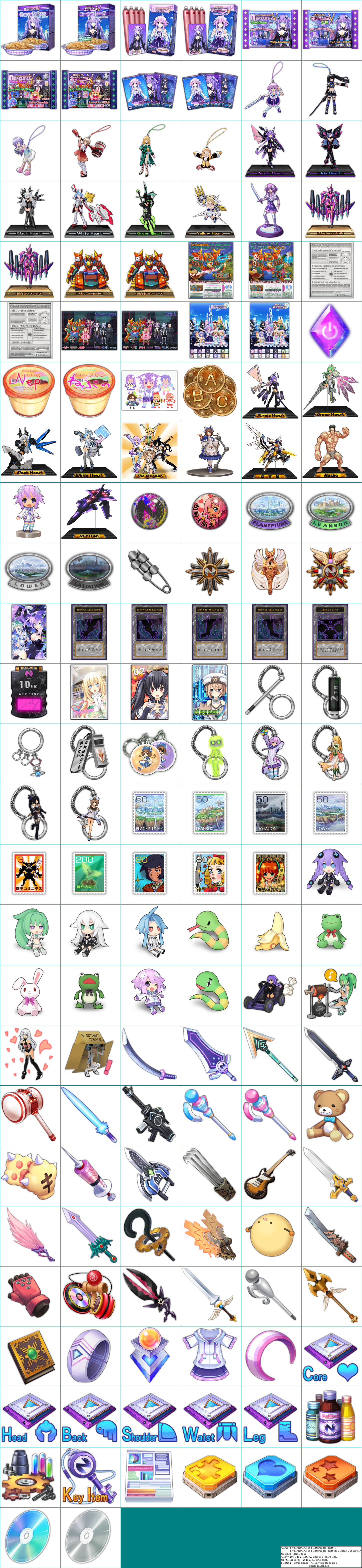 Hyperdimension Neptunia Re;Birth 1 - Item Icons