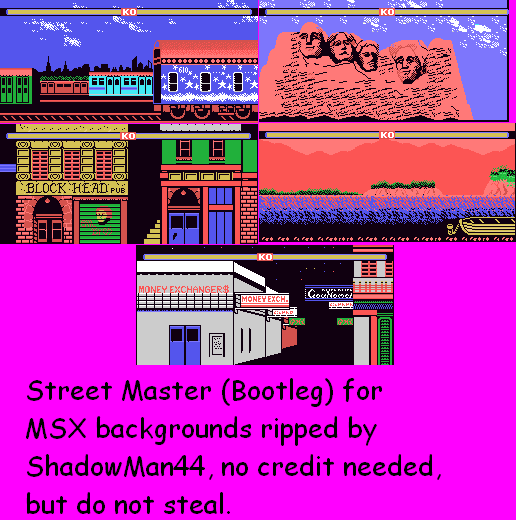Street Master (MSX, Bootleg) - General Sprites