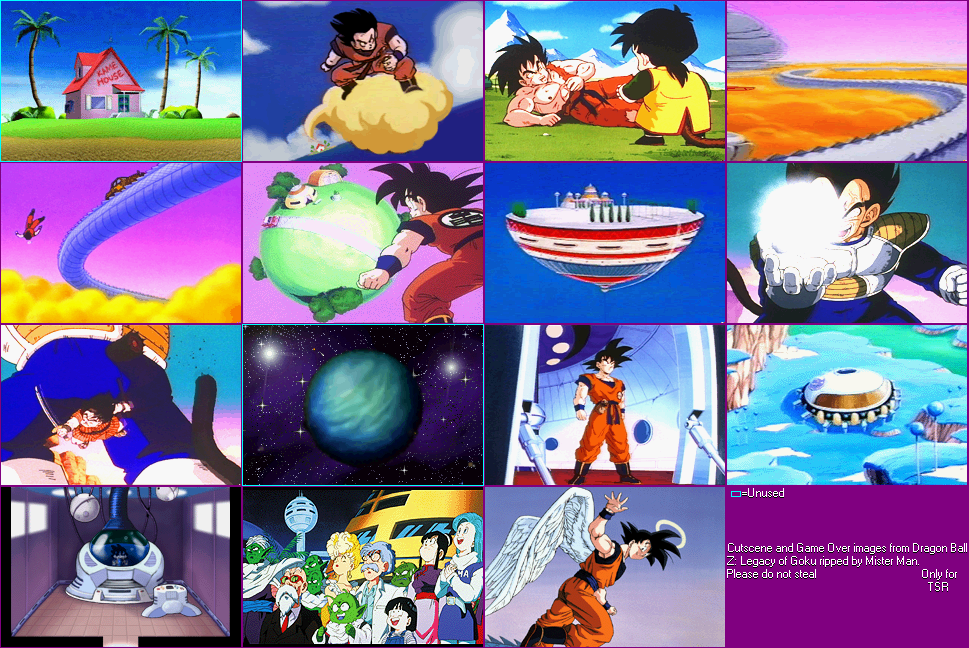 Dragon Ball Z: The Legacy of Goku - Cutscenes and Game Over Screens