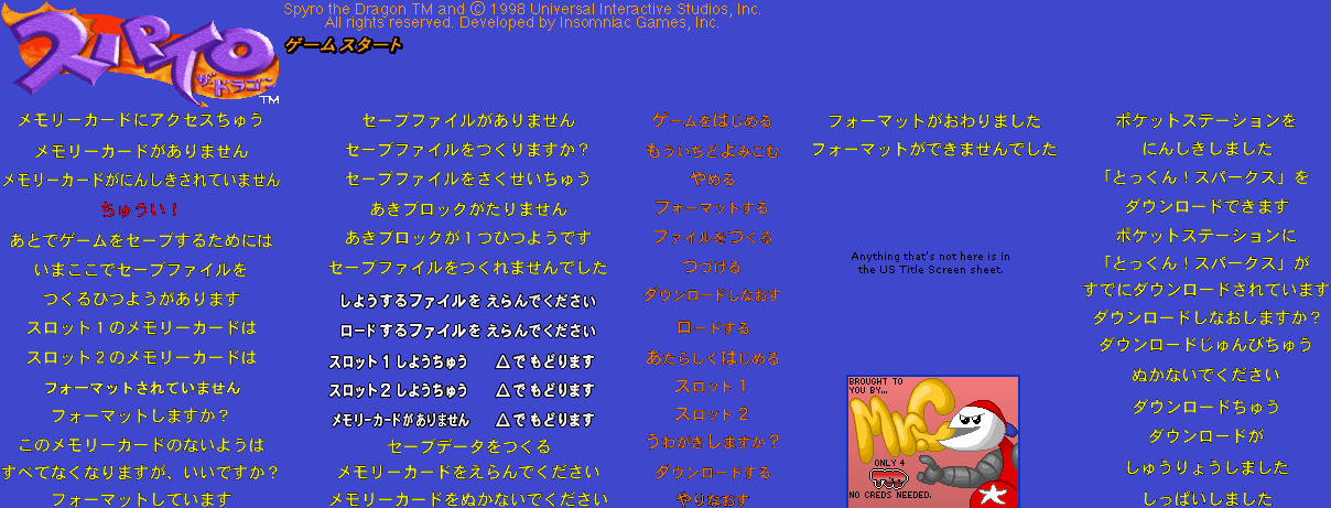Spyro the Dragon - Title Screen Graphics (JPN)