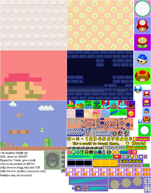 New Super Mario Bros. - World Map and Course HUD