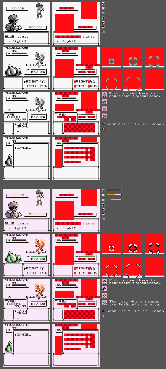 Pokémon Red / Blue - Battle Interface