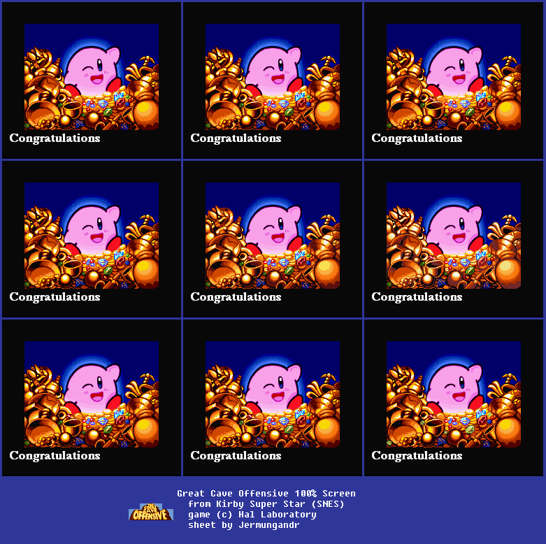 Kirby Super Star / Kirby's Fun Pak - The Great Cave Offensive Congratulations Screen