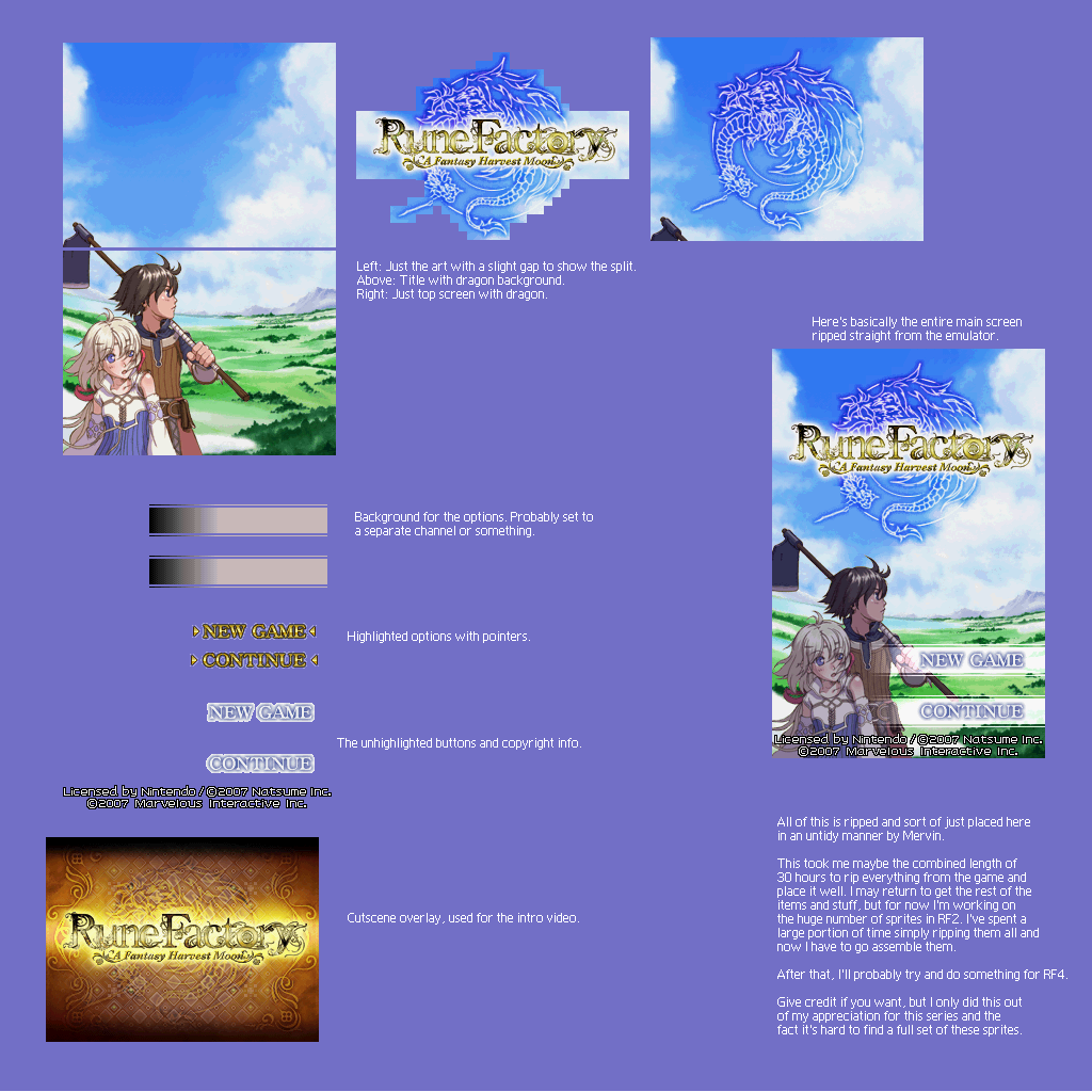 Rune Factory: A Fantasy Harvest Moon - Title Screen