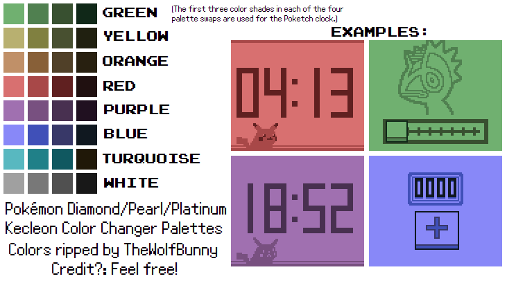 Pokémon Platinum - Kecleon Color Changer Palettes