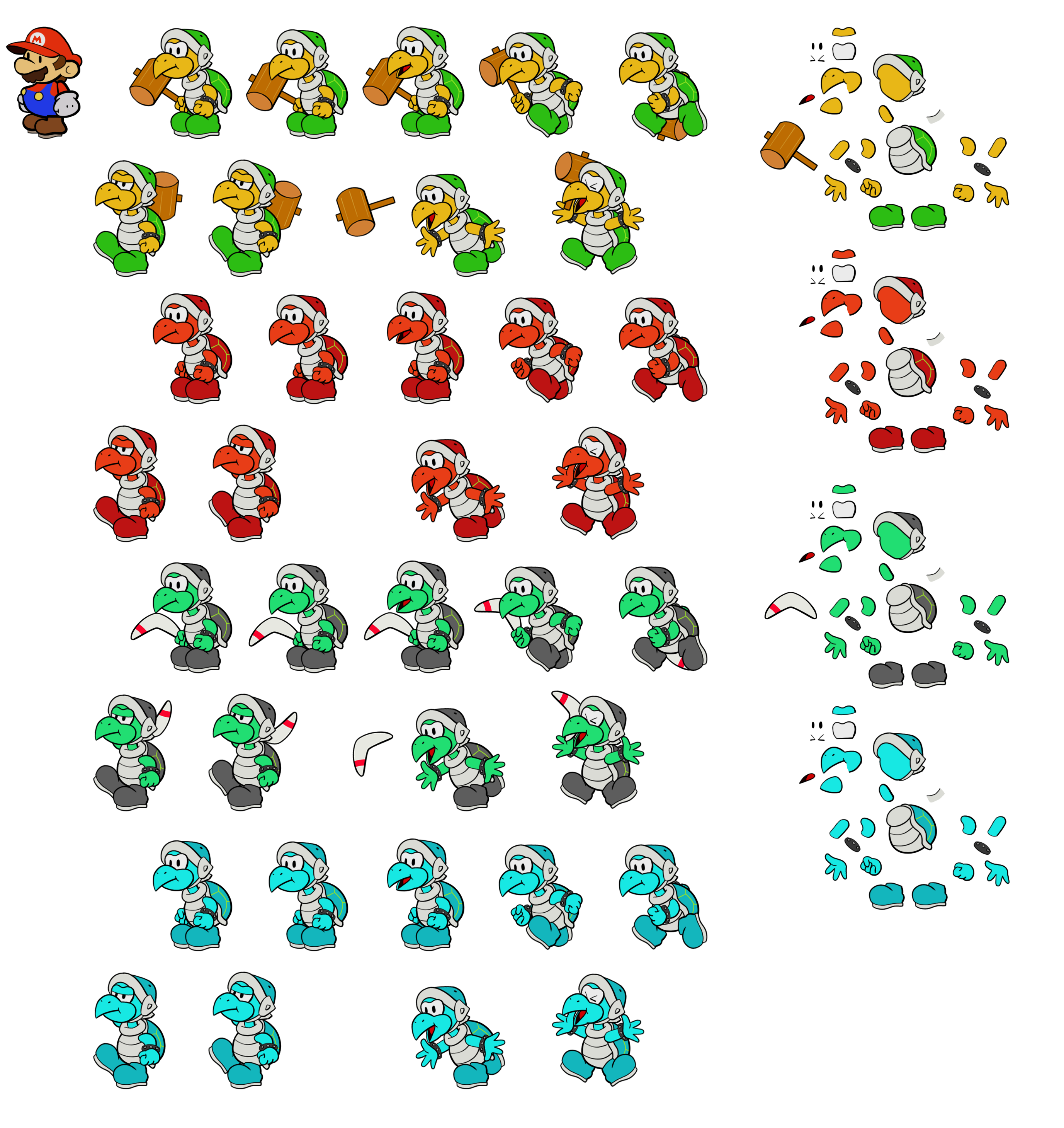 Mario Customs - Hammer Bros. Family (Paper Mario-Style)
