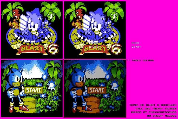 Title and "Menu" Screens (Sonic 3D Blast 6)