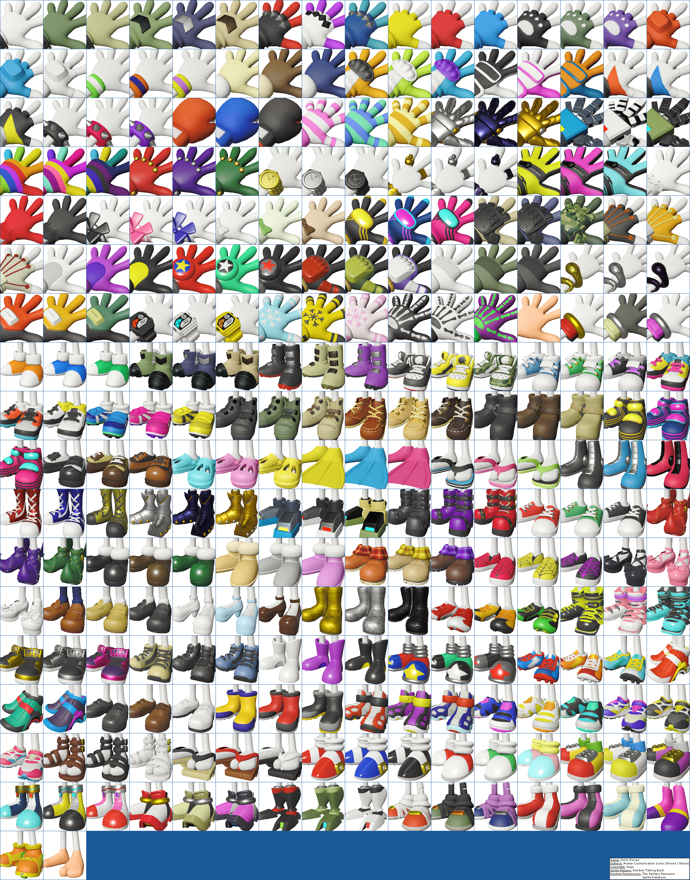 Sonic Forces - Avatar Customization Icons (Gloves / Shoes)