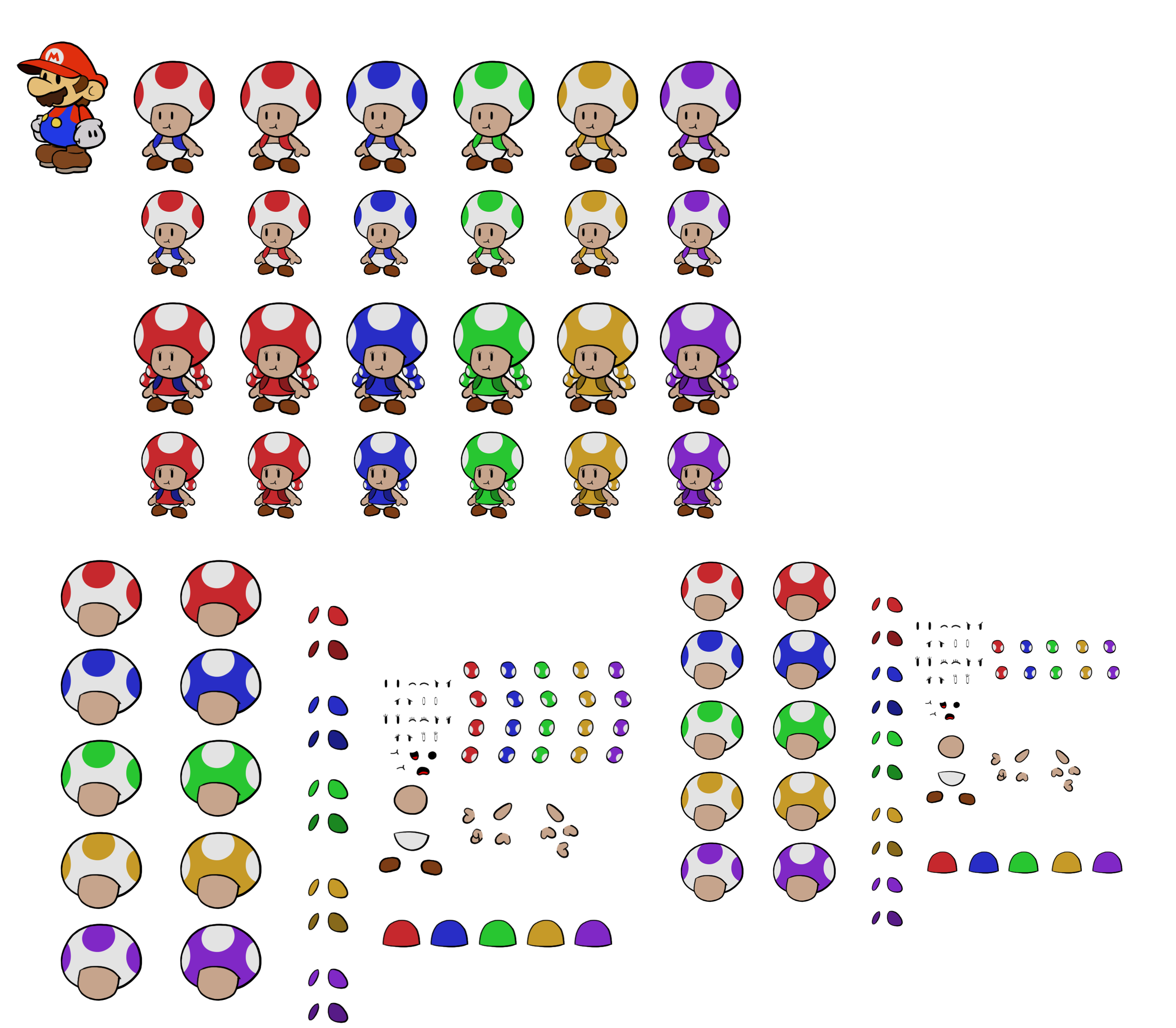 Toads & Toadettes (Paper Mario-Style)
