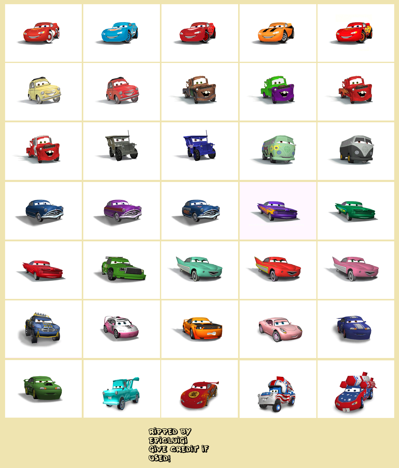 The Spriters Resource - Full Sheet View - Cars: Race-O-Rama - Icons