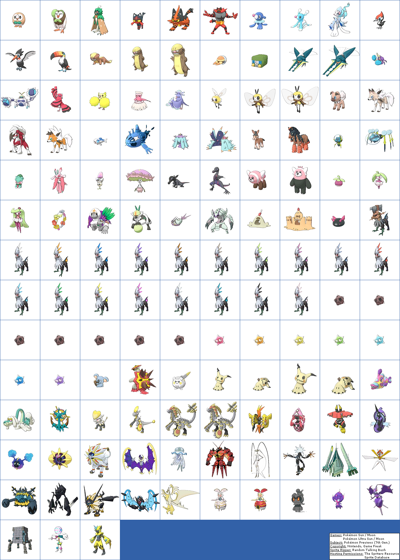 The Spriters Resource - Full Sheet View - Pokémon Ultra Sun / Ultra Moon -  Alola Dex Previews (2nd Generation, Normal)