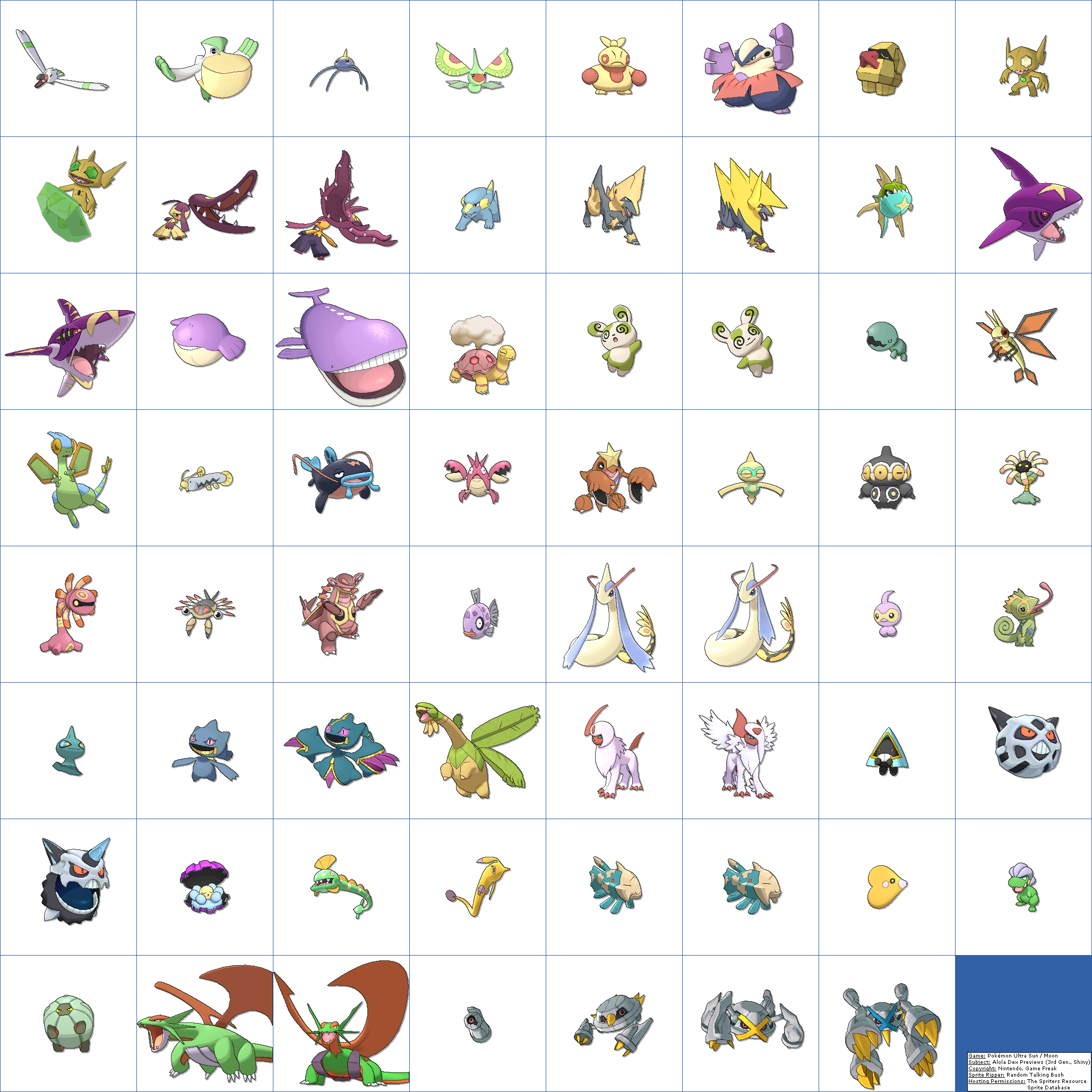 The Spriters Resource - Full Sheet View - Pokémon Ultra Sun / Ultra Moon -  Alola Dex Previews (7th Generation, Shiny)