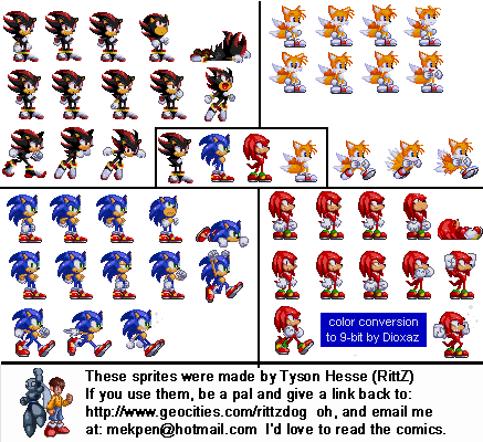 Custom / Edited - Sonic the Hedgehog Customs - Sonic, Tails, Knuckles, &  Shadow - The Spriters Resource