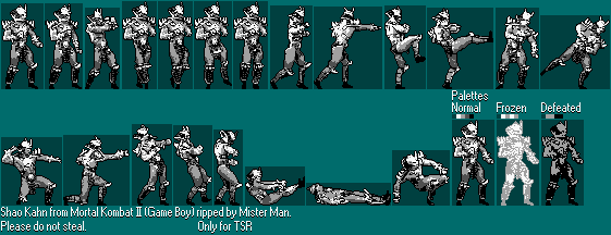 Game Boy / GBC - Mortal Kombat 2 - Character Attacks and Fatalities - The  Spriters Resource