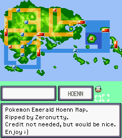 Pokemon Emerald Version Eastern Sea Map Map for Game Boy Advance