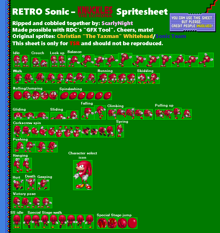 Genesis / 32X / SCD - Sonic & Knuckles - Knuckles the Echidna - The Spriters  Resource